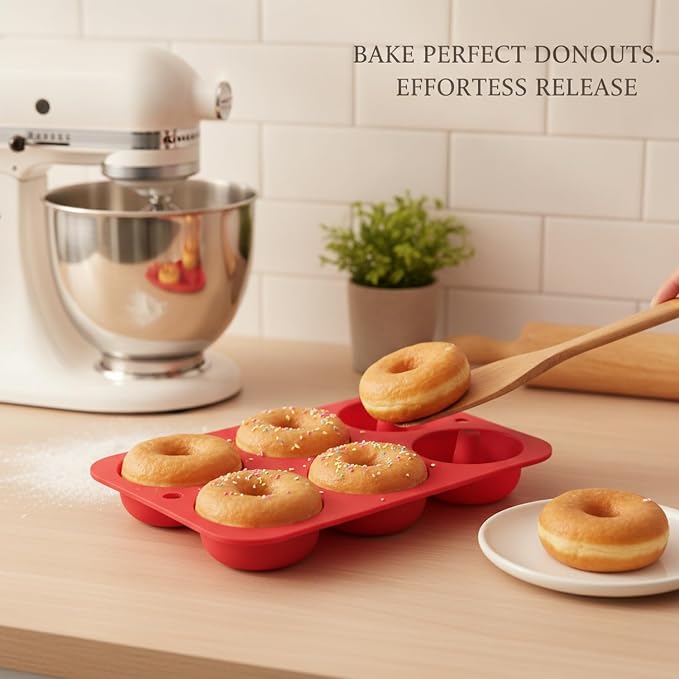 Silicone Donut Pan, 6-Cavity Baking Tray for Oven (1 PC)