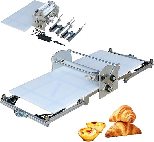 HESMAX Folding Dough Sheeter 15.5", Portable Manual Dough Sheeter, with Sheeter Board, Adjustable Thickness 0.2-27mm, Suitable for Home or Commercial, Making Croissants, Pizzas, Pastries