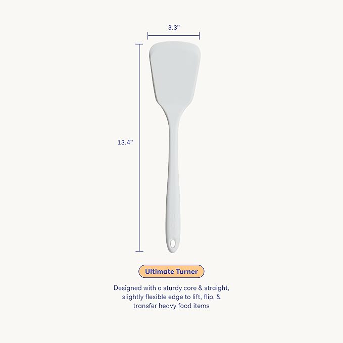GIR: Get It Right Silicone Kitchen Spatula Turner - Non toxic cooking utensils for Nonstick Cookware, Cooking and Baking, Ultimate Turner - 13IN - Studio White