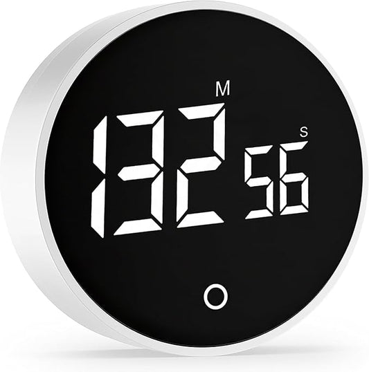 Digital Kitchen Timer, Magnetic Countdown Pomodoro Timer, Large LED Display, Rotary Twist Dial, Non Slip, Back Stand, Ideal for Cooking, Classroom, Study, ADHD, Productivity