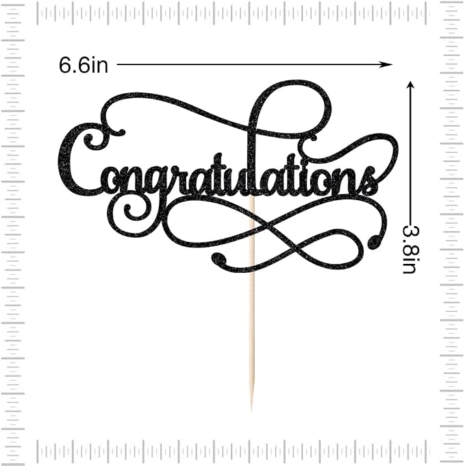 Congratulations Cake Topper,Congratulations 2026 Graduation Cake Topper,Graduation, Wedding, Retirement, Birthday, Anniversary, Celebration Party Decorations Supplies(Black)