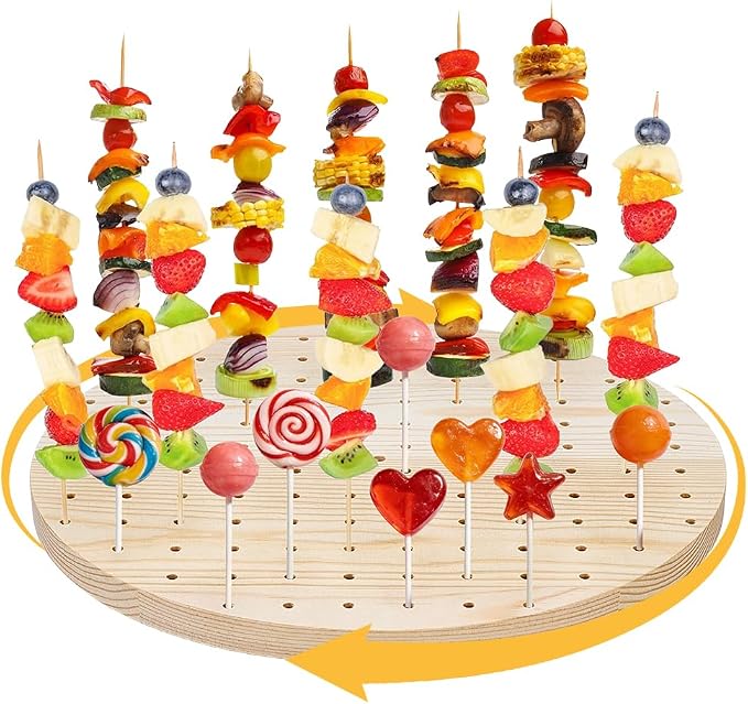 PH PandaHall Wooden Cake Pop Stand Revolving Cake Pop Holder 11 inch Revolving Cake Pop Holder for Dessert Table 120 Holes Lollipop Display Stand for Birthday Party Wedding Candy Display Decoration