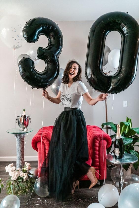 Black Number 6 Balloon 40 Inch, 6th Birthday Party Decorations for Children, Giant 6 Foil Balloon for Party Supplies