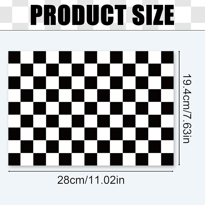 Black and White Checkered Edible Cake Topper, 28x19.4cm/11.02x7.63in Square Racing Party Decoration for Birthday Cakes & Desserts