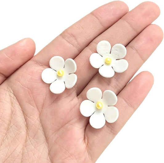 108 Count Edible Flower Cake Decorations, Small Edible Flowers, Sugar Flowers, Cakes & Cupcakes Toppers, Edible Dessert Decorations (0.8 Inch) (5 Petals White)