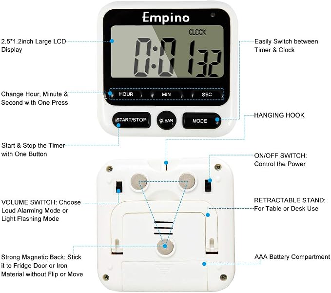Digital Kitchen Timer Count-Up & Count Down Timer for Cooking Sports Game
