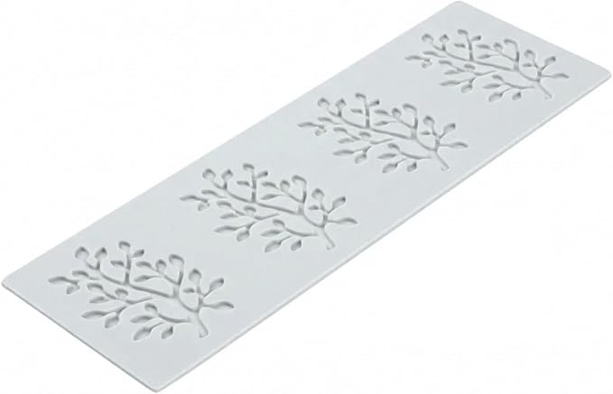 Restaurantware Silicone Baking Mat 1 Pack of Fondant Impression Mat Heat-Resistant Non-Stick Lace Mold Leaves Design Gray Mold for Pastry Decoration and Oven Use 11.57 x 3.82 Inches
