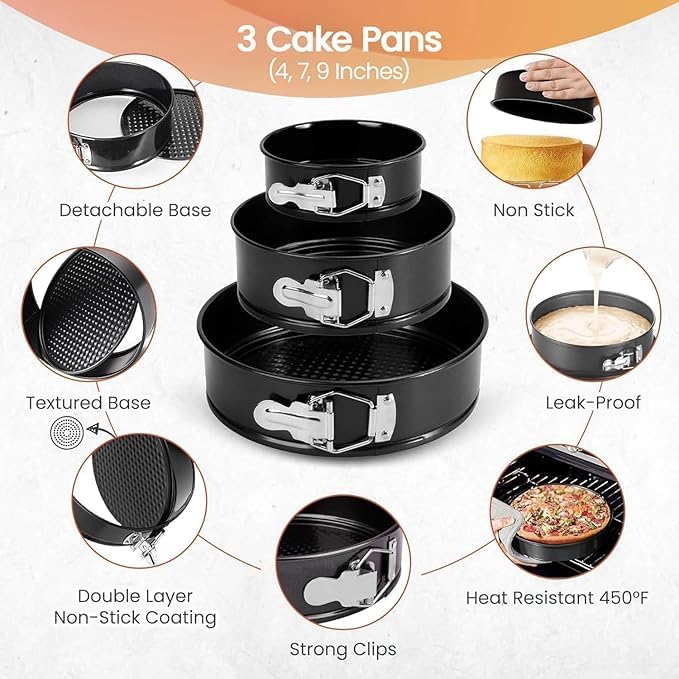 4" Springform Cake Pan - Carbon Steel Non-Stick, Removable Bottom, Ideal for Mini Cheesecakes & Single-Serve Bakes