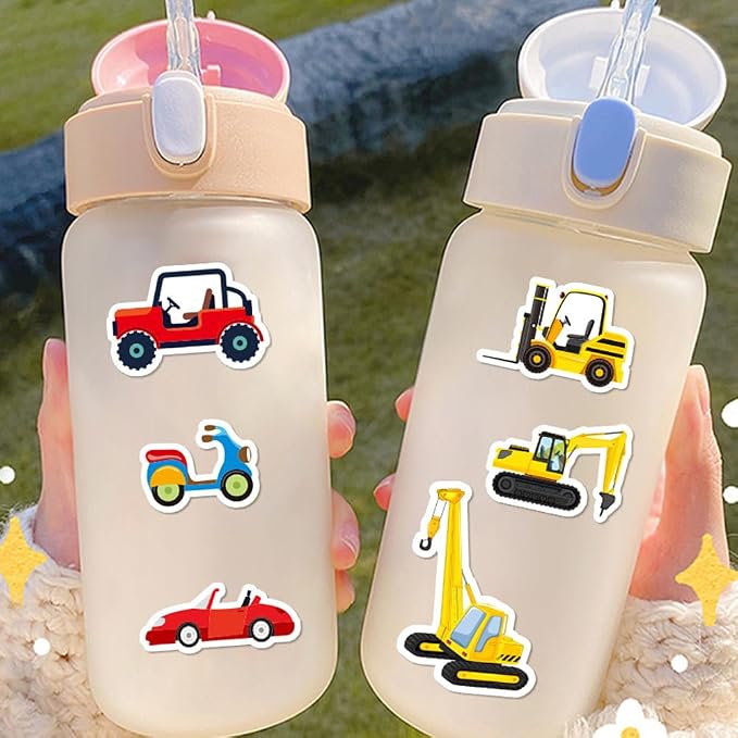 Construction Vehicle Stickers, Waterproof Truck Decals Featuring Excavator Bulldozer Tractor Fire Truck Ambulance Engineering Car Stickers for Scrapbooking Construction Party Favors