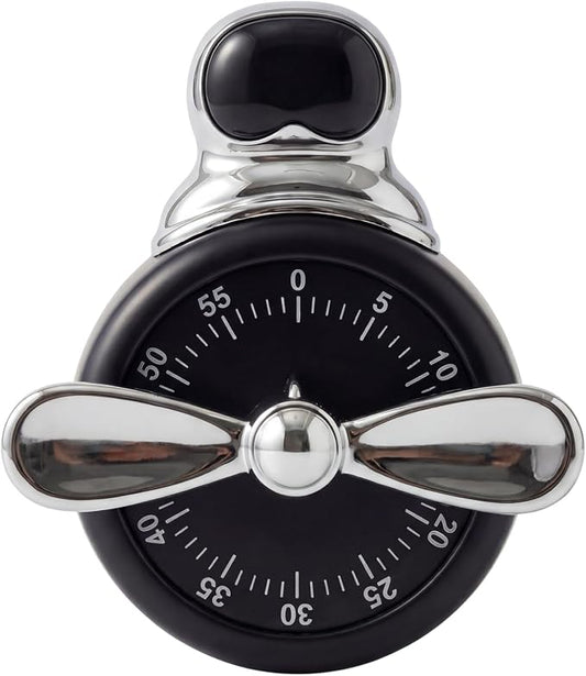 Visual Timer, Cute Magnetic Mechanical Kitchen Timer for Cooking, No Batteries Required, 60-Minute Countdown Clock for Study, Classroom, Baking, Yoga, Pomodoro - Loud Alarm (Retro Black (Pilot Style))
