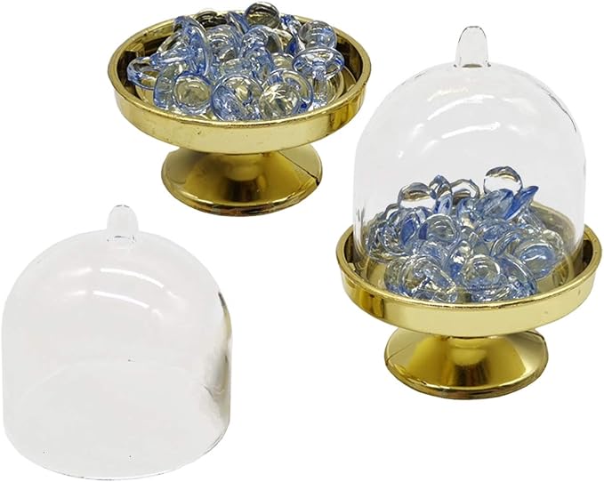 TIHOOD 12PCS Mini Cupcake Stand, Tiny Cake Dome with Clear Plastic For Chocolate, Cheese, Coconut Macaroons, Rum Balls, Candies & More!