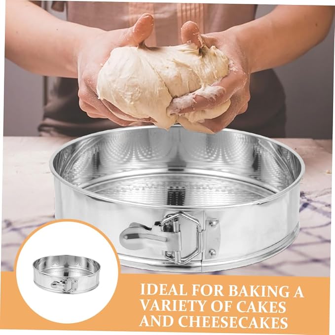 Stainless Steel 9-inch Springform Cake Pan, Leakproof Cheesecake Mold with Locking Clamp and Removable Bottom, Food-grade 304 Baking Tin for Home Kitchen Baking