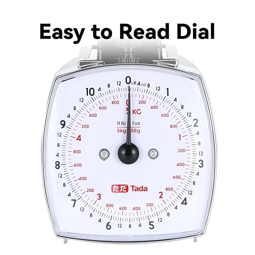Tada 11lb Analog Food Scale Mechanical Dial Kitchen Scale, Removable Measuring Cup, Tare Function, Kitchen Friendly