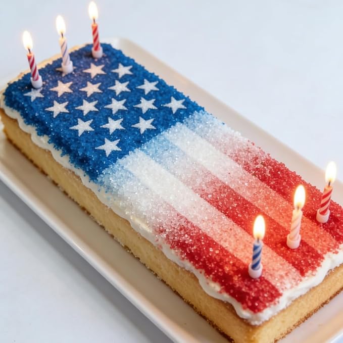 HeDeon&Rles Edible Patriotic Sanding Sugar Sprinkles Red White Blue SkyBlue Silver 100g/3.52oz Sparkling Sugar Crystals for Baking Cake Cupcake Cookie Icing Top Birthday Wedding Independence Day Halloween Christmas Cake Decoration
