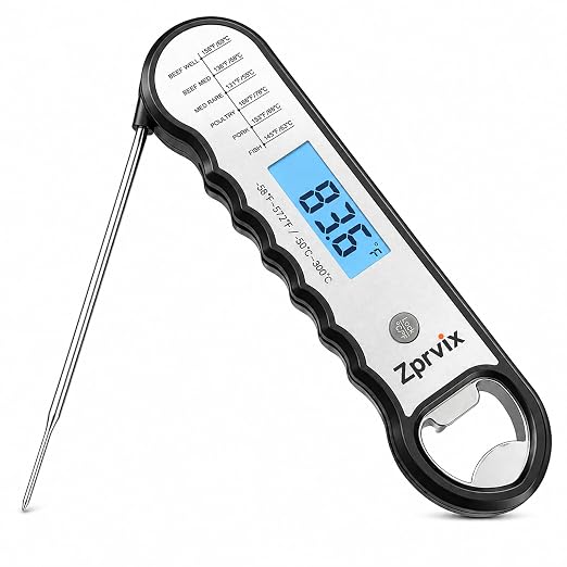 0.5s Instant Read Meat Thermometer Digital, Cooking, ±0.5°F Accuracy | Food Thermometer with Lift-to-Wake, Backlight & Auto-Rotating Display, IPX6 Waterproof for Grill, BBQ, Candy & Kitchen