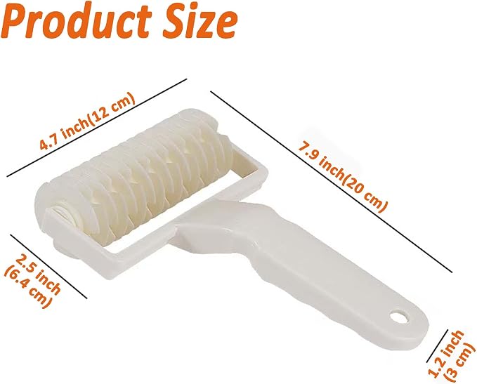 2 Pack DelloidMaz Pastry Lattice Roller Cutter, Pie Pizza Cookie Dough Lattice Roller Cutter, Household Baking Tool, Plastic, White
