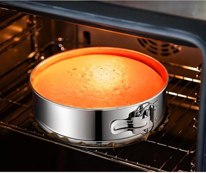10 Inch 304 Stainless Steel Springform Cake Pan, Stainless Steel Springform Pans, Leakproof & Nonstick Cheesecake Pan with Removable Bottom with 50 Pcs Parchment Paper Liners