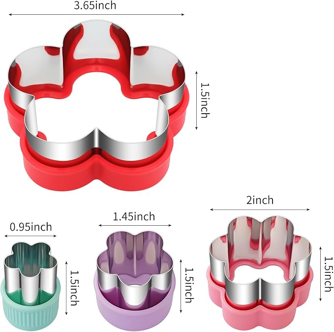 ALLTOP Flower Cookie Cutter Set – 4 Different Sizes of Scalloped Stainless Steel Biscuit Cutters for Baking, Donut, English Muffin, and More