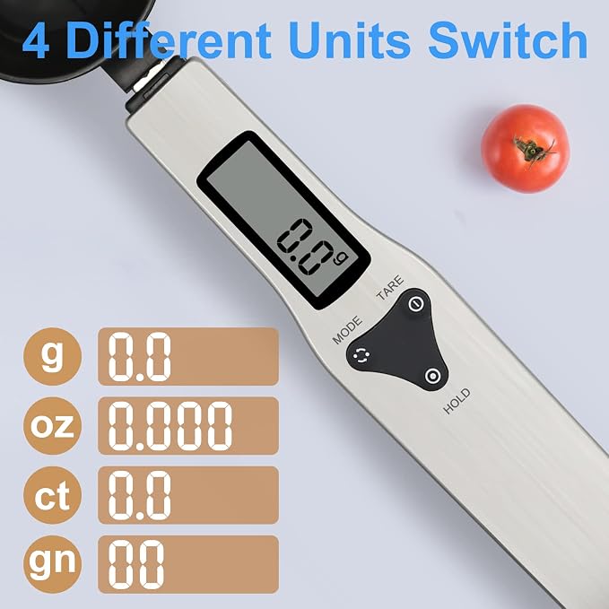 Kitchen Digital Measuring Spoon Food Scale Digital Multi-Function Small Digital Spoon Scale, Weight from 0.1 Grams to 500 Grams Support Unit g/oz/gn/ct (with 2 AAA Batteries)-LCD Display