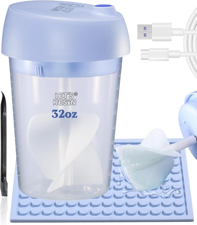 LET'S RESIN Upgraded Auto Resin Mixer, Hands-Free Easy Clean Epoxy Mixer with Silicone Mixing Cup, Rechargeable Electric Epoxy Resin Mixer for 24Fl.oz (Patented)