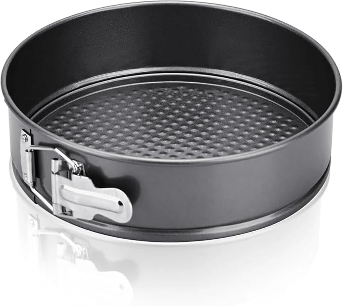 8 Inch Springform Cake Pan, Carbon Steel Non-Stick Cheesecake Pan with Removable Bottom, Leakproof Round Baking Pan for Oven, Cake, Mousse, and Desserts – Black