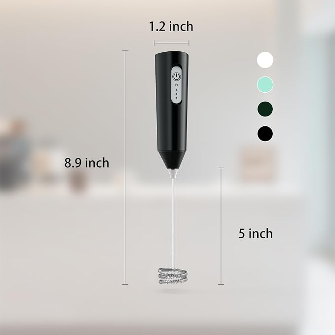 Puraville Rechargeable Electric Milk Frother Handheld, 3 Speeds Electric Whisk Drink Mixer, Type-C Charging BPA Free for Coffee, Latte, Cappuccino, Egg, Cream, Black