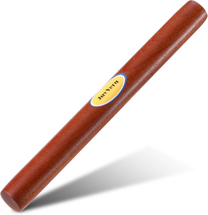 Wood Rolling Pin (15.75 Inches), Non-Stick Rolling Pin for Baking, Natural Sapele Wood Dough Roller for Pizza, Fondant, Pie, Cookie, Pastry, Essential Kitchen Tool