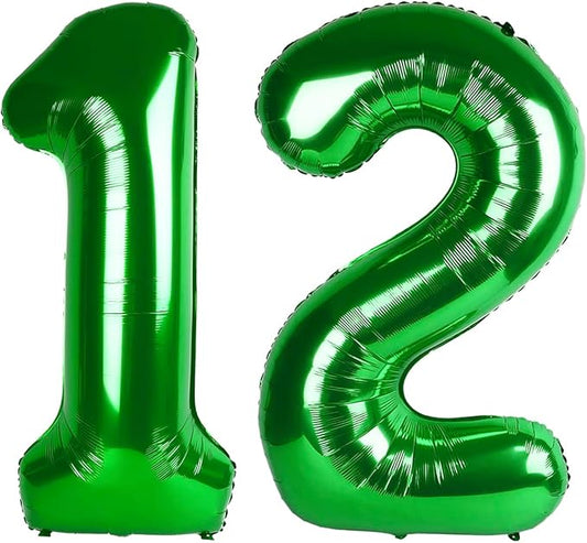 Dark Green Number 12 Balloon 40 Inch, 12th Birthday Party Decorations for Children, Giant 12 Foil Balloon for Party Supplies