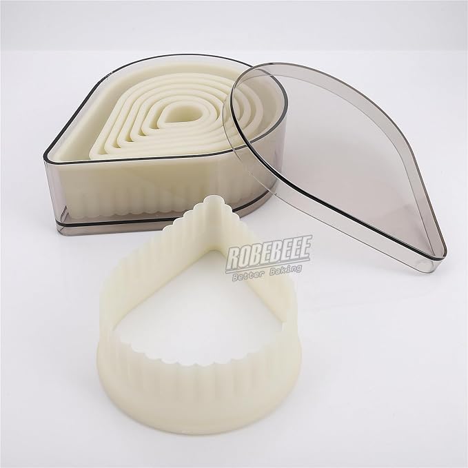 Multi-Shape Nylon Cookie Molds Round Square Star Plastic Geometry Biscuit Cutter Dough Mousse Bread Slicer DIY Bakery Utensils (Fluted Water Drop)