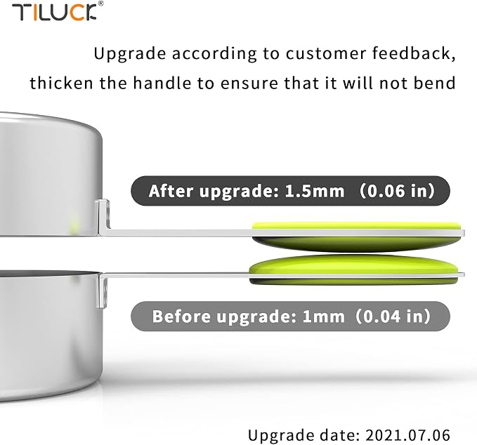 TILUCK Stainless Steel Measuring Cups and Spoons Set with Silicone Handle – Nesting Design for Space-Saving, Heavy Duty & Dishwasher Safe for Dry/Liquid Ingredients, Cooking & Baking (13)