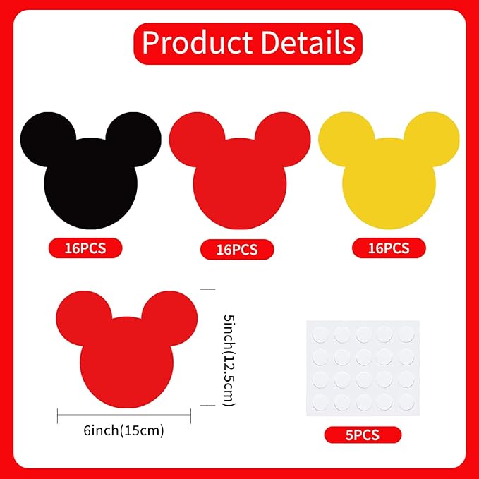 Vuzvuv 48Pcs 6In Paper Cutouts with 100Pcs Glue Points Stickers, Cut Outs Bulletin Board Decorations for Birthday Party Theme Decor Supplies