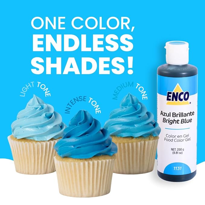 ENCO Food Coloring Gel Bright Blue 8.8 oz (250g) Concentrated, Vegan