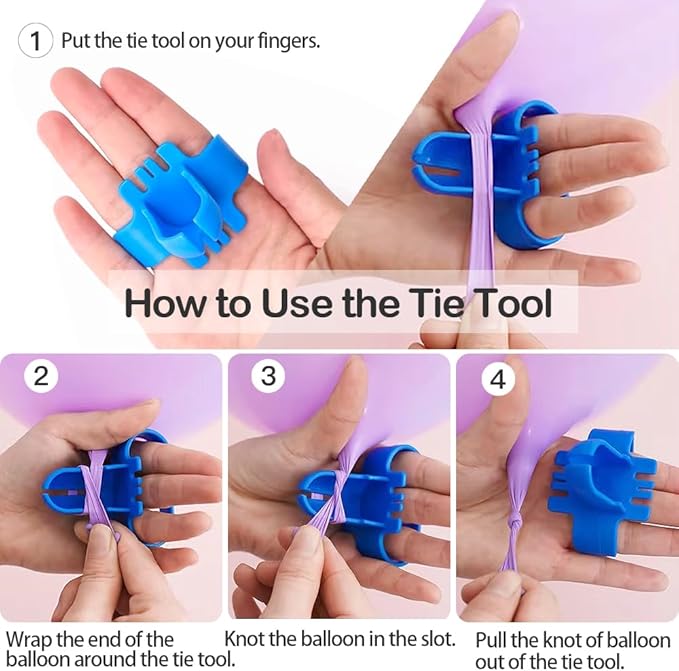 Balloon Arch Kit 20pcs Balloon Flower Clips & 2pcs Balloon Tying Tool & 49.2ft Balloon Tape Strip & 300 Balloon Glue Points For Party Graduation Wedding Birthday Baby Shower