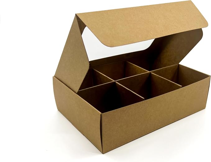 Treat Boxes - 20 ct 6.5 x 4.5 x 2 in Bakery Boxes with Windows and Dividers for Candy, Cookies, Cupcakes, or Bakery Desserts - Chocolate, Treats, and Baked Goods Packaging for Gifting