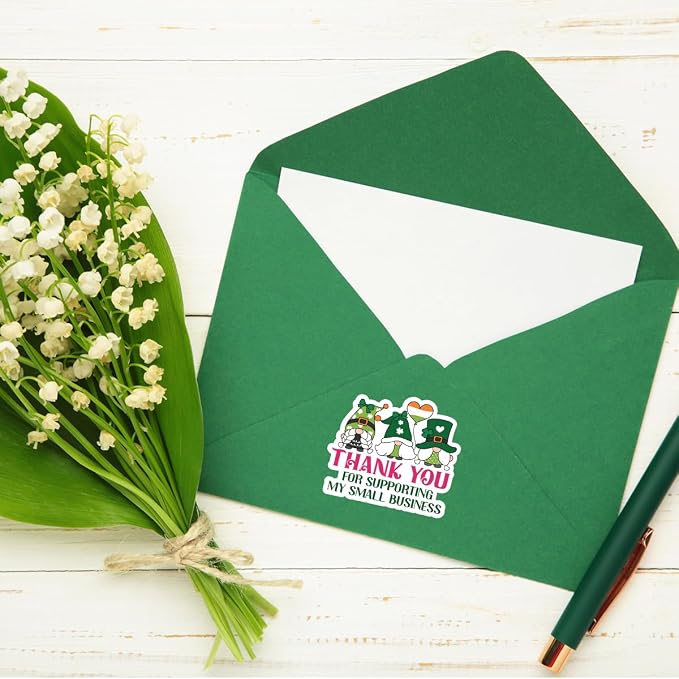 200 PCS St. Patrick's Day Business Packaging Stickers,Thank You for Supporting My Small Business Sticker for Envelopes Shipping Boxes Product Packaging