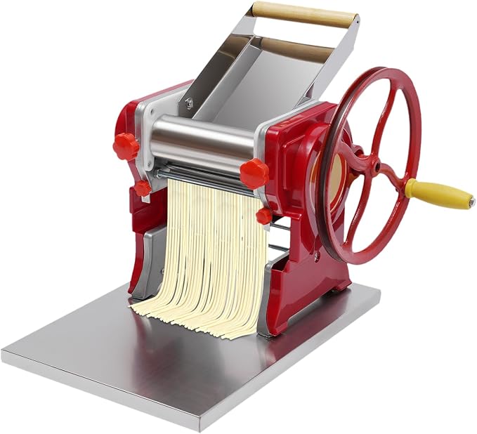 Commercial Manual Dough Roller Sheeter, Noodle Pasta Dumpling Maker Machine W/0.12in Cutterhead,Noodle Thickness 0.5-5mm For Commercial Home Use.