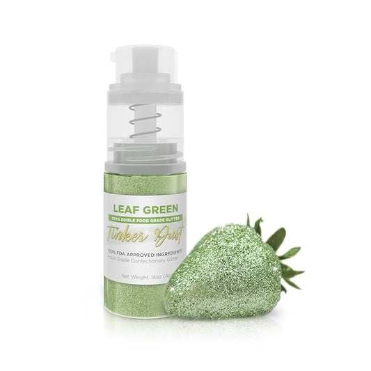 Bakell - Leaf Green Tinker Dust (4g, 1x Mini Spray Pump) Edible Glitter for Food, Desserts, and Baked goods!