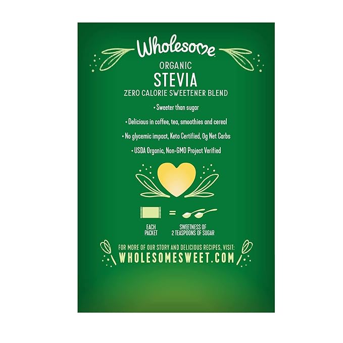 Wholesome Organic Stevia, Zero Calorie Sweetener Blend, Non GMO & Gluten Free, 2.64 Oz, 75ct (Pack of 2)