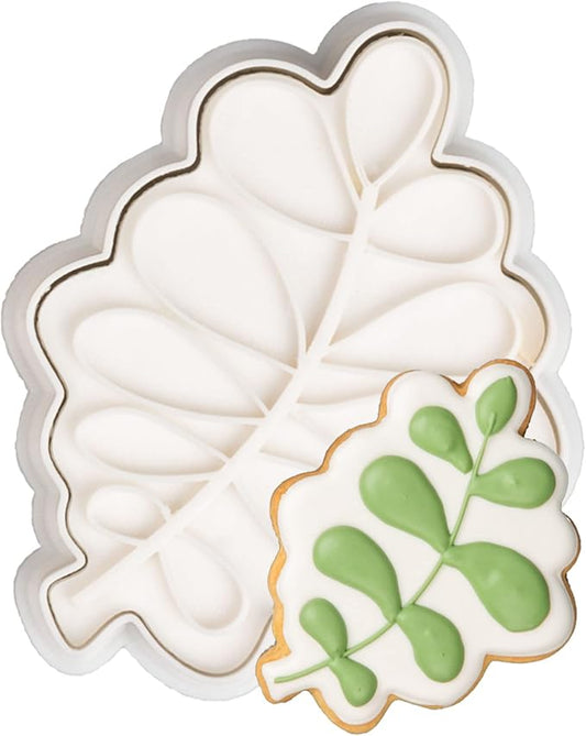 Wedding Cookie Cutters Oak Leaf with Plunger Stamps Handle Holiday PLA Cake Shapes Baking Molds Gifts for Kids Party 3.5" Kitchen Cake Supplies
