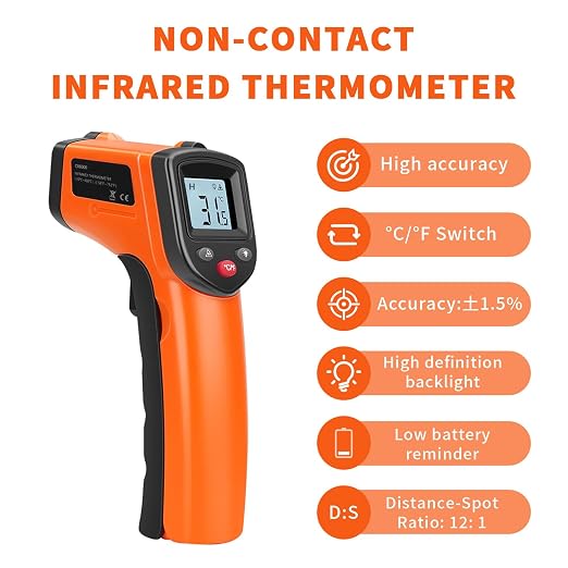 Non-Contact Infrared Thermometer Gun X6000- Handheld Digital Temperature Tester with LCD Display for Grill/Home/Kitchen/Boiler/Piping/HVAC/Industrial Use,Range:-58°F ~1022°F