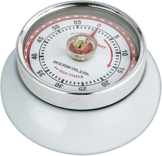 Zassenhaus Magnetic Retro Kitchen Timer, Classic Mechanical Cooking Timer (White)