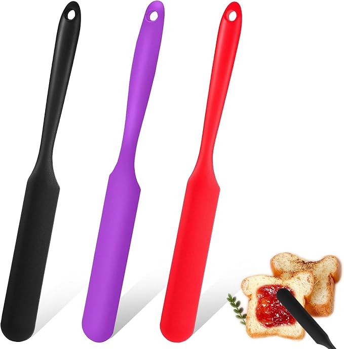 Silicone Jar Spatula, 3Pcs Spatulas Kitchen Set, Heat Resistant Jam Spreader for Baking Mixing Cake Cream Butter Scraper