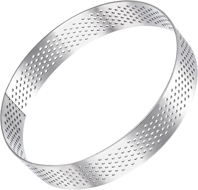 uxcell Stainless Steel Small Cake Rings, Perforated Cake Mousse Ring Kitchen Baking Heat-Resistant 3.9" Diameter, 0.8" Height,for Cake Dessert Biscuit Chocolate, Silver