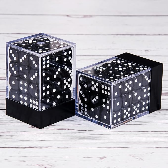 36 of Pack 12MM 6 Sided MINI Dice Set,Solid White and Solid Black Game Dice Set, 6 Sided Standard Colored Dices for Tenzi, Bunco,with Portable Plastic Box(White+Black)