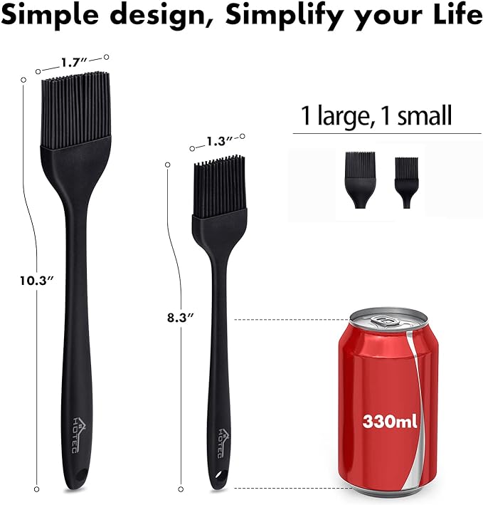 HOTEC Heat Resistant Silicone Basting Pastry Brushes BPA Free, Dishwasher safe, Easy to clean