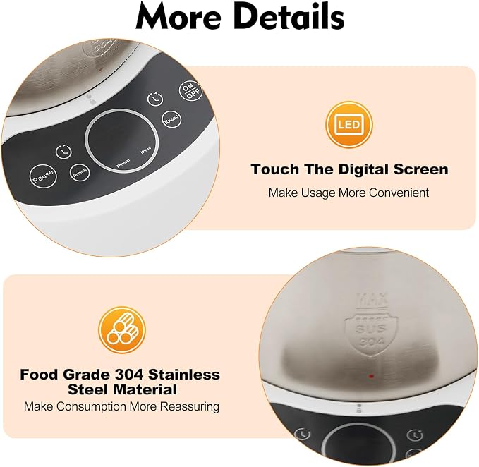 5.3QT Electric Dough Maker with Fermentation,230W Dough stand Mixer Machine with Digital Screen,Automatic Kneading Machine for Bakery (Blue)