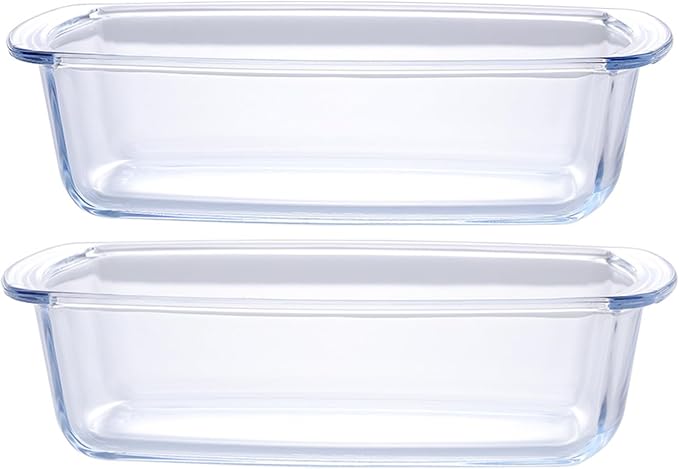 2 Pack 10Inch Glass Bread and Loaf Pan, Food Glass Molds for Baking Banana Bread, Meat Loaf, Pound Cake