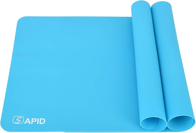 Sapid 2Pcs Thick Silicone Mat for Crafts, Nonstick Silicon Sheet for Epoxy Resin, Jewelry Mold Casting, Art Painting Mats, Food Grade Pastry Mat, Heat- Resistance Placemats (15.7"×11.8", Blue)