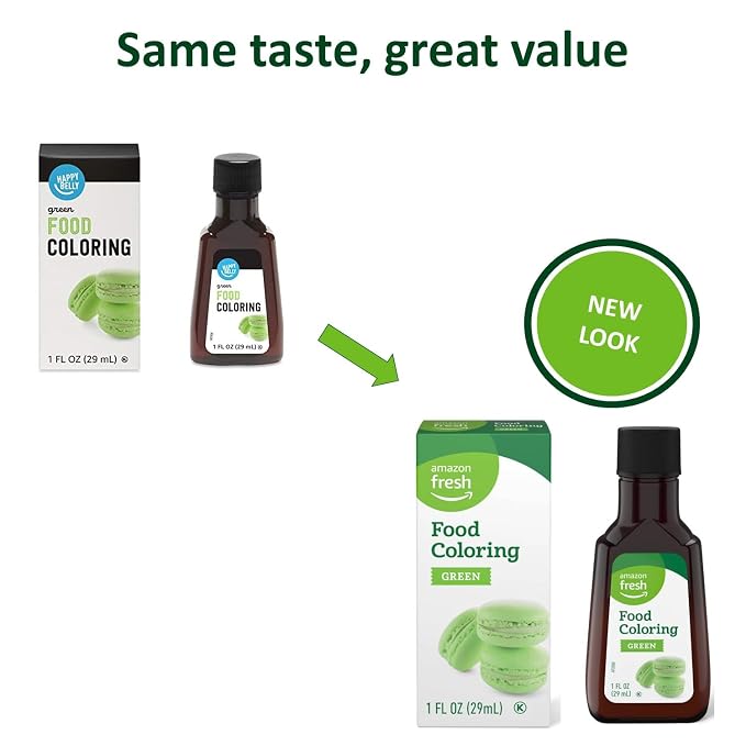 Amazon Fresh, Green Food Coloring, 1 Fl Oz (Previously Happy Belly, Packaging May Vary) (Pack of 5)
