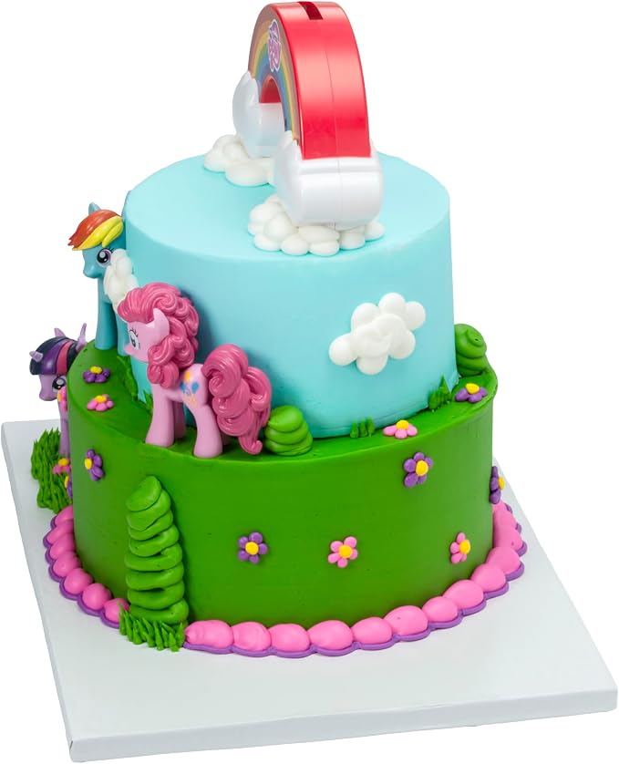 DecoSet® My Little Pony™ Over The Rainbow Signature Cake Topper, 4 Piece Decoration, Dash, Pinkie Pie, and Twilight Sparkle, Coin Bank, Collectable Figurines For Birthday